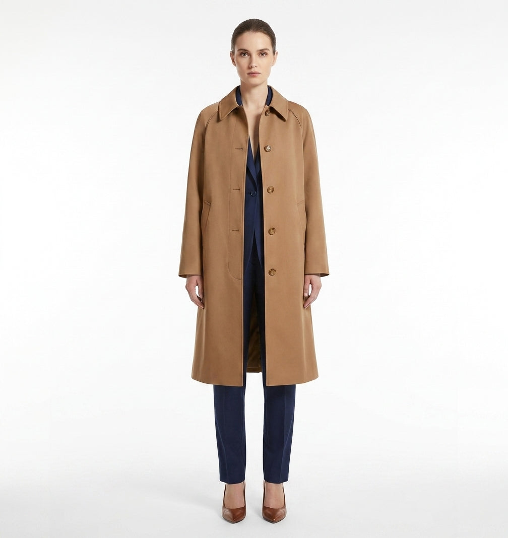 LadyLuxury | British Heritage Long Trench Coat - Classic A-Line Overcoat for Office & Commute