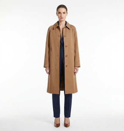 LadyLuxury | British Heritage Long Trench Coat - Classic A-Line Overcoat for Office & Commute