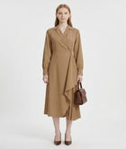 LadyLuxury | Elegant Pleated Shirt Dress with Retro Suit Collar for Office & Workwear