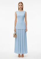 LadyLuxury | Patchwork Pleated Maxi Dress - Elegant Sleeveless Evening Gown