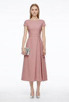 LadyLuxury | Sculptural A-Line Midi Dress - Elegant High-Waist Pleated Formal Gown