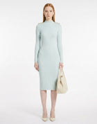 LadyLuxury | Parisian Knit Midi Dress - Elegant Ribbed Bodycon with Gold Button Detail
