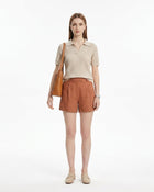 LadyLuxury | Women's Cable-Knit Short Sleeve Polo Sweater - Old Money Aesthetic