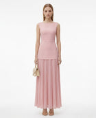LadyLuxury | Patchwork Pleated Maxi Dress - Elegant Sleeveless Evening Gown