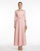 LadyLuxury | Elegant High-Waist A-Line Maxi Dress - Long Sleeve Crew Neck