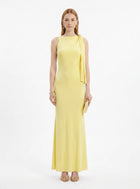LadyLuxury | Sleek Draped Column Maxi Dress - Minimalist High Neck Evening Gown