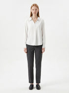 LadyLuxury | Minimalist V-Neck Long Sleeve Blouse - Parisian Chic Office Top