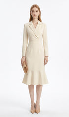 LadyLuxury | Architectural Tailored Blazer Midi Dress with Mermaid Hem