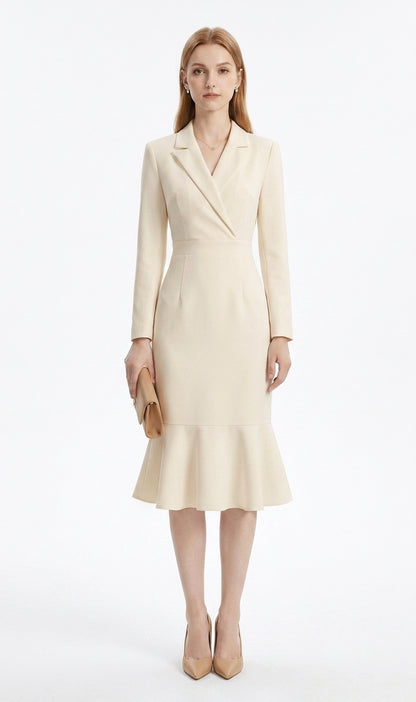 LadyLuxury | Architectural Tailored Blazer Midi Dress with Mermaid Hem