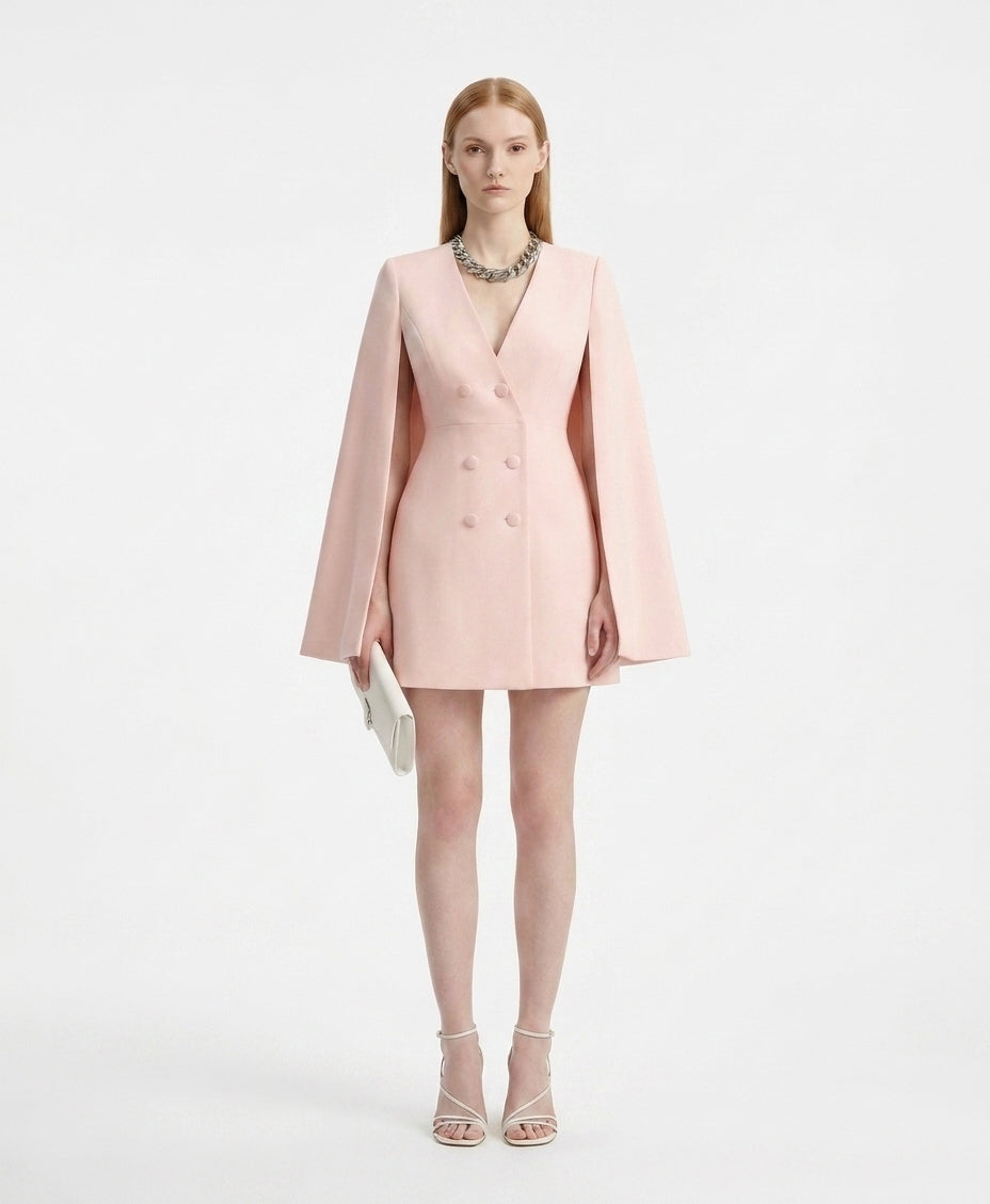 LadyLuxury | Double-Breasted Shawl Cloak Suit Dress - Elegant Autumn Office Wear