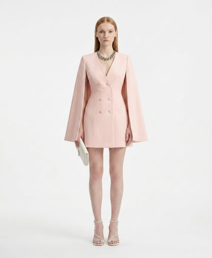 LadyLuxury | Double-Breasted Shawl Cloak Suit Dress - Elegant Autumn Office Wear