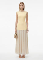 LadyLuxury | Patchwork Pleated Maxi Dress - Elegant Sleeveless Evening Gown
