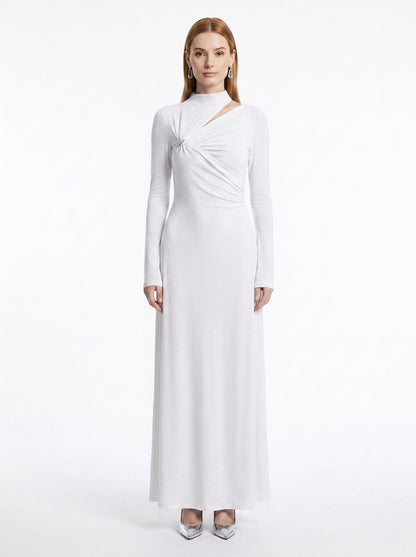 LadyLuxury | Asymmetrical Cutout Maxi Dress with Metallic Detail