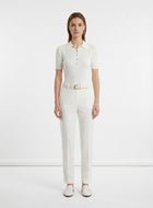 LadyLuxury | Ribbed Knit Short Sleeve Polo - Minimalist Cropped Top
