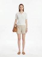 LadyLuxury | Women's Cable-Knit Short Sleeve Polo Sweater - Old Money Aesthetic