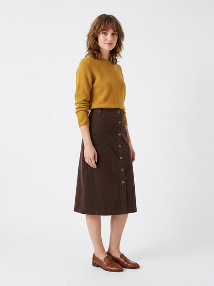 LadyLuxury | Elegant Corduroy Straight Cut Midi Skirt