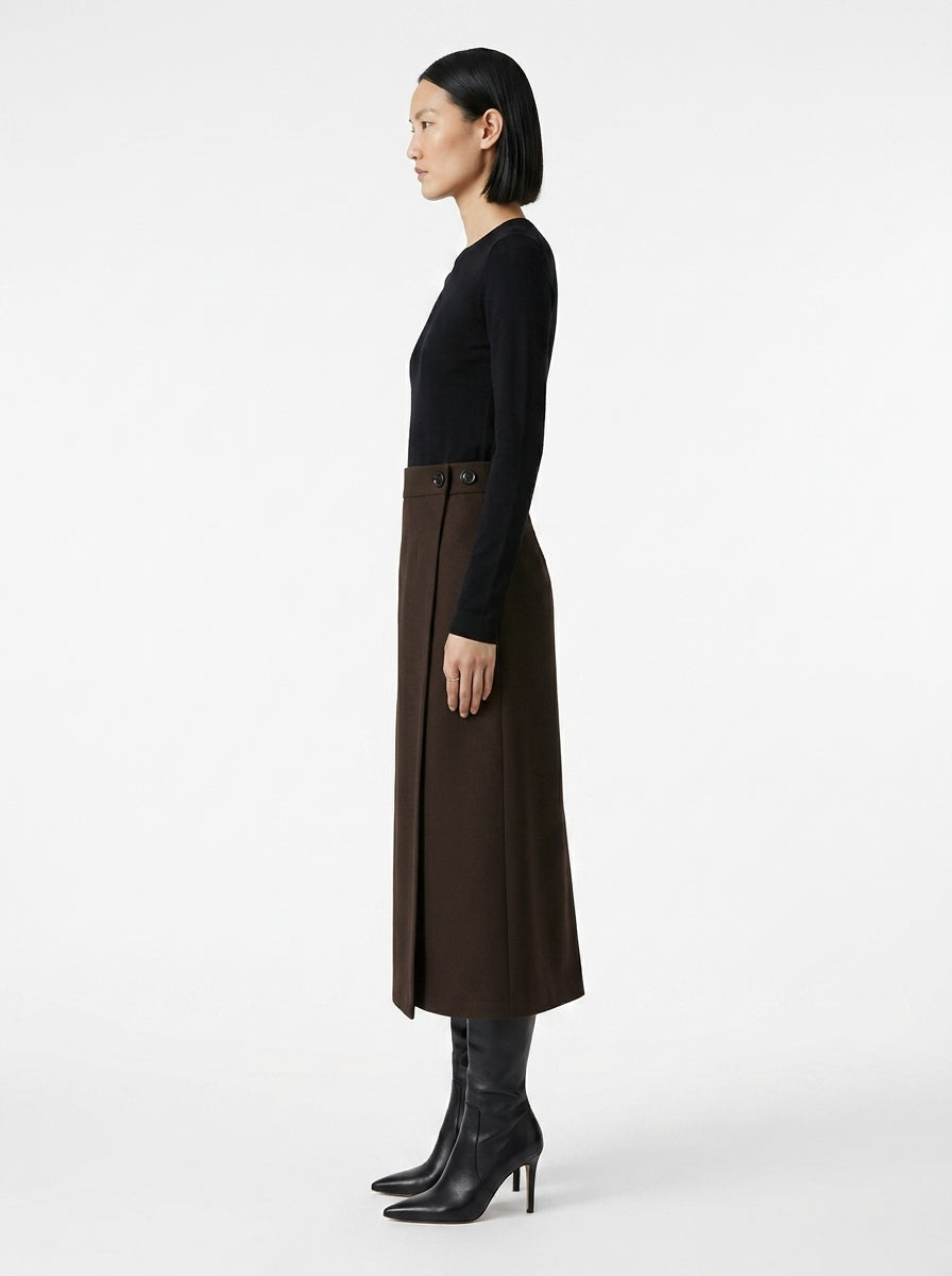 LadyLuxury | Woolen High Waist Straight Skirt - Elegant Slim Fit Office Midi Skirt