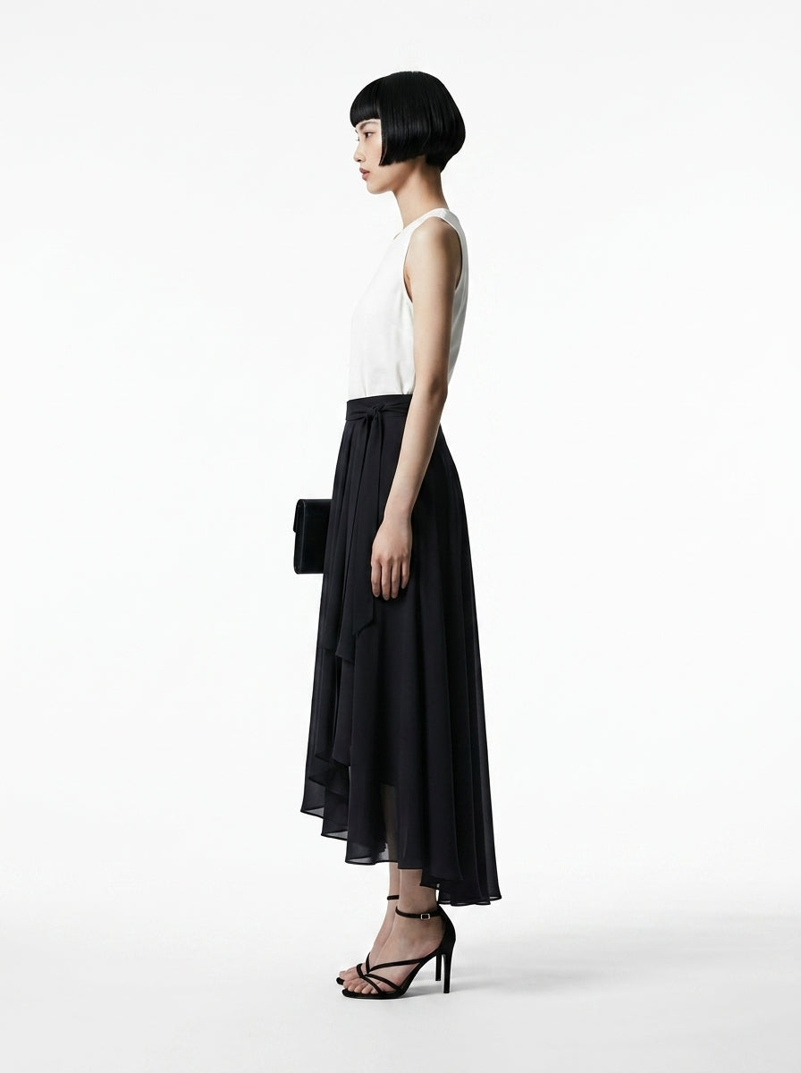 LadyLuxury | Irregular Chiffon A-Line Pleated Long Skirt - Elegant Summer Style