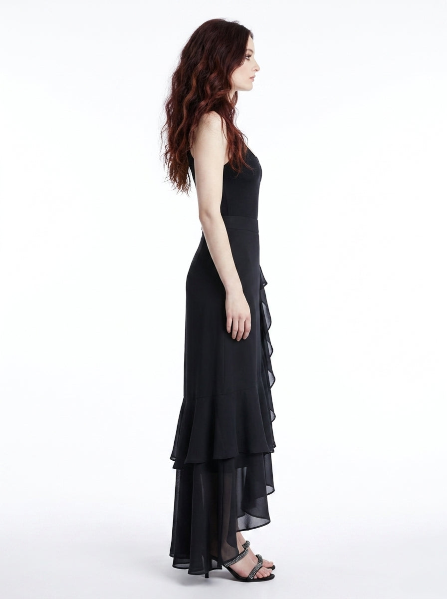 LadyLuxury | Elegant High Waist Fishtail Chiffon Skirt - Irregular Ruffle Party Skirt