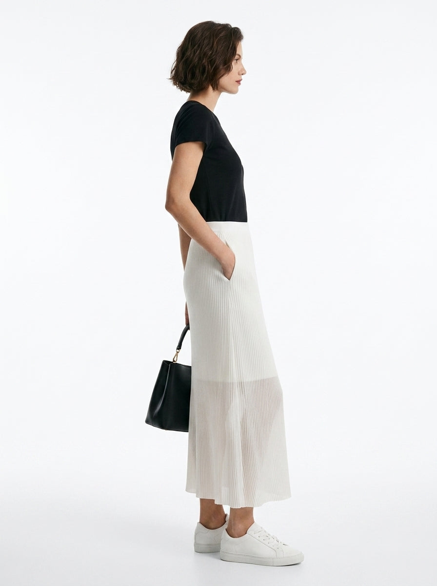 LadyLuxury | Elegant A-Line Knitted Long Skirt with Elastic Waistband