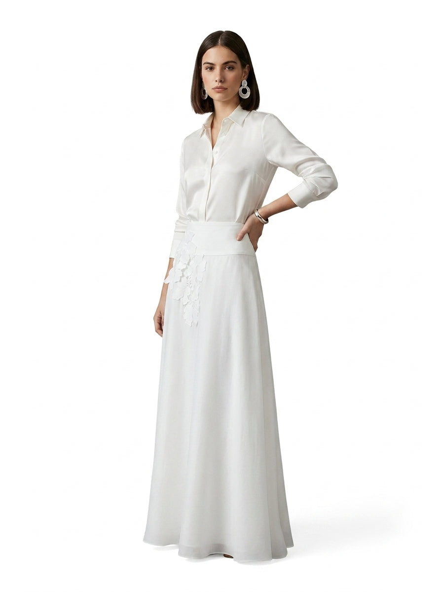 LadyLuxury | Elegant Lace Trim A-Line Midi Skirt - Summer Casual Loose Fit