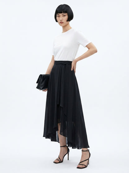 LadyLuxury | Irregular Chiffon A-Line Pleated Long Skirt - Elegant Summer Style
