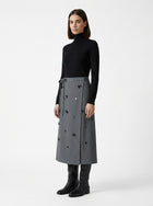 LadyLuxury | Elegant Anti-Wrinkle Midi Skirt with Nail Flower Detail