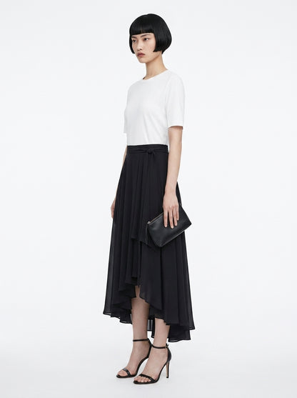 LadyLuxury | Irregular Chiffon A-Line Pleated Long Skirt - Elegant Summer Style