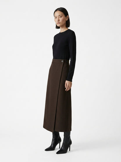 LadyLuxury | Woolen High Waist Straight Skirt - Elegant Slim Fit Office Midi Skirt