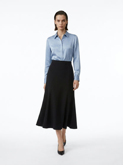 LadyLuxury French Split Fishtail Midi Skirt - High Waist A-Line Umbrella Skirt