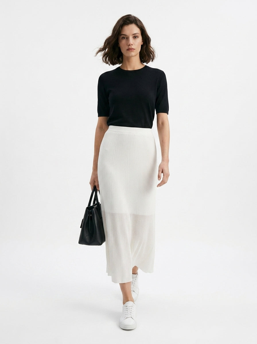 LadyLuxury | Elegant A-Line Knitted Long Skirt with Elastic Waistband