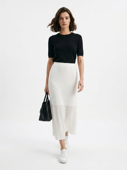 LadyLuxury | Elegant A-Line Knitted Long Skirt with Elastic Waistband
