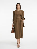 LadyLuxury | Elegant A-Line Midi Skirt with Pockets and Side Split