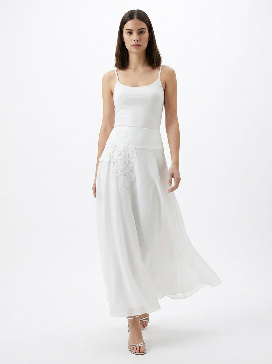 LadyLuxury | Elegant Lace Trim A-Line Midi Skirt - Summer Casual Loose Fit