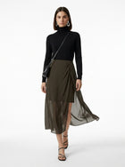 LadyLuxury | Elegant Chiffon Pleated Midi Skirt with Side Slit - Office & Casual Versatile Wear