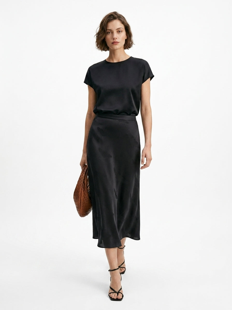 LadyLuxury | Elegant Chinese Style Jacquard Umbrella Skirt - Deep Sea Blue