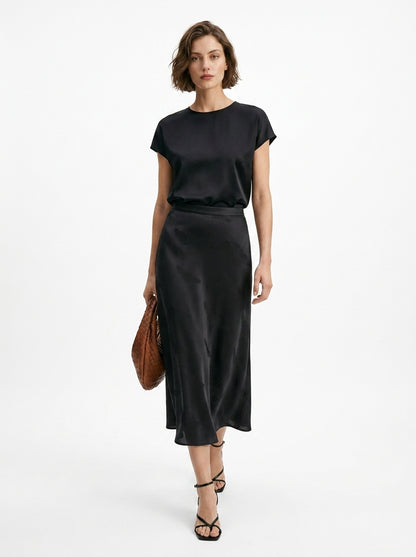 LadyLuxury | Elegant Chinese Style Jacquard Umbrella Skirt - Deep Sea Blue